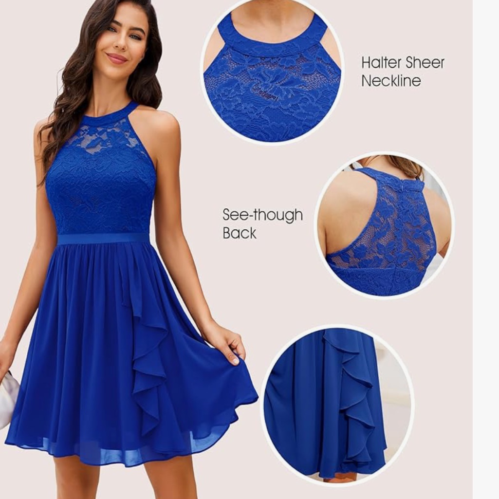 Nwt Royal Blue Lace Semiformal Dress: Bridesmaid, Holiday, Homecoming, Wedding — image 2 of 7